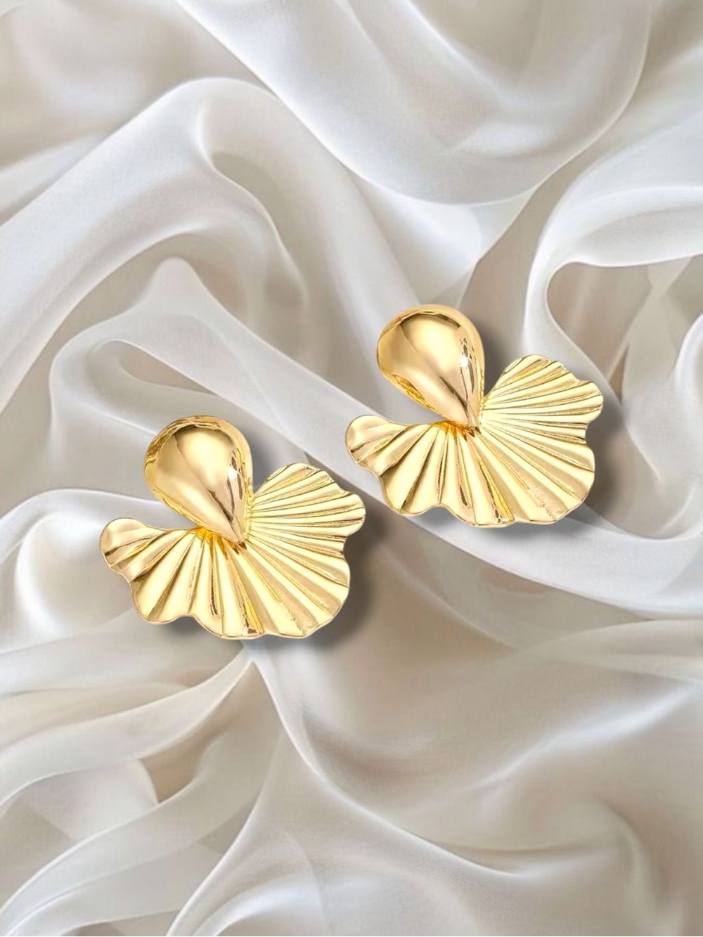Gold Ginkgo Petal Drop Earrings for Women